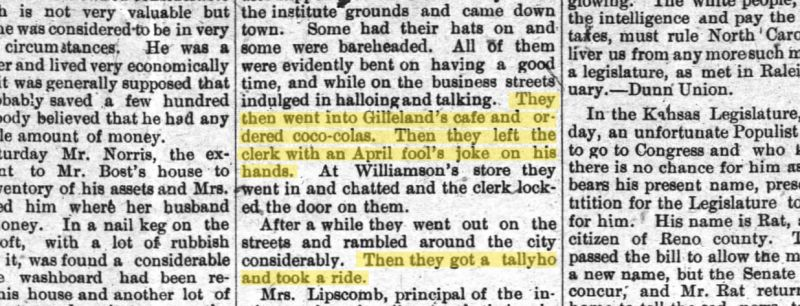 Imagen: parte del periódico del 8 de abril de 1897 en Carolina del Norte (Newspapers.com)